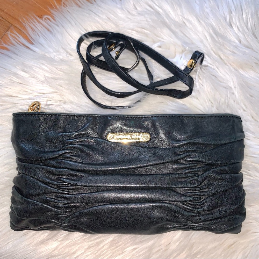 MICHAEL KORS Webster Leather Convertible Clutch Shoulder Bag Ruched - Picture 4 of 13